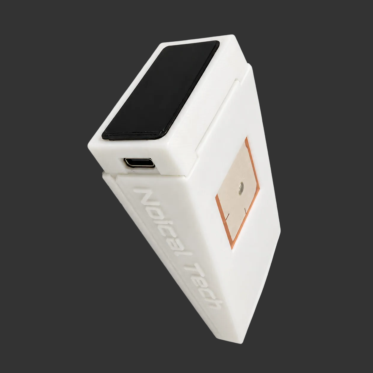 White electronic device with black component on a white background, featuring the brand 'Noicel Tech'.